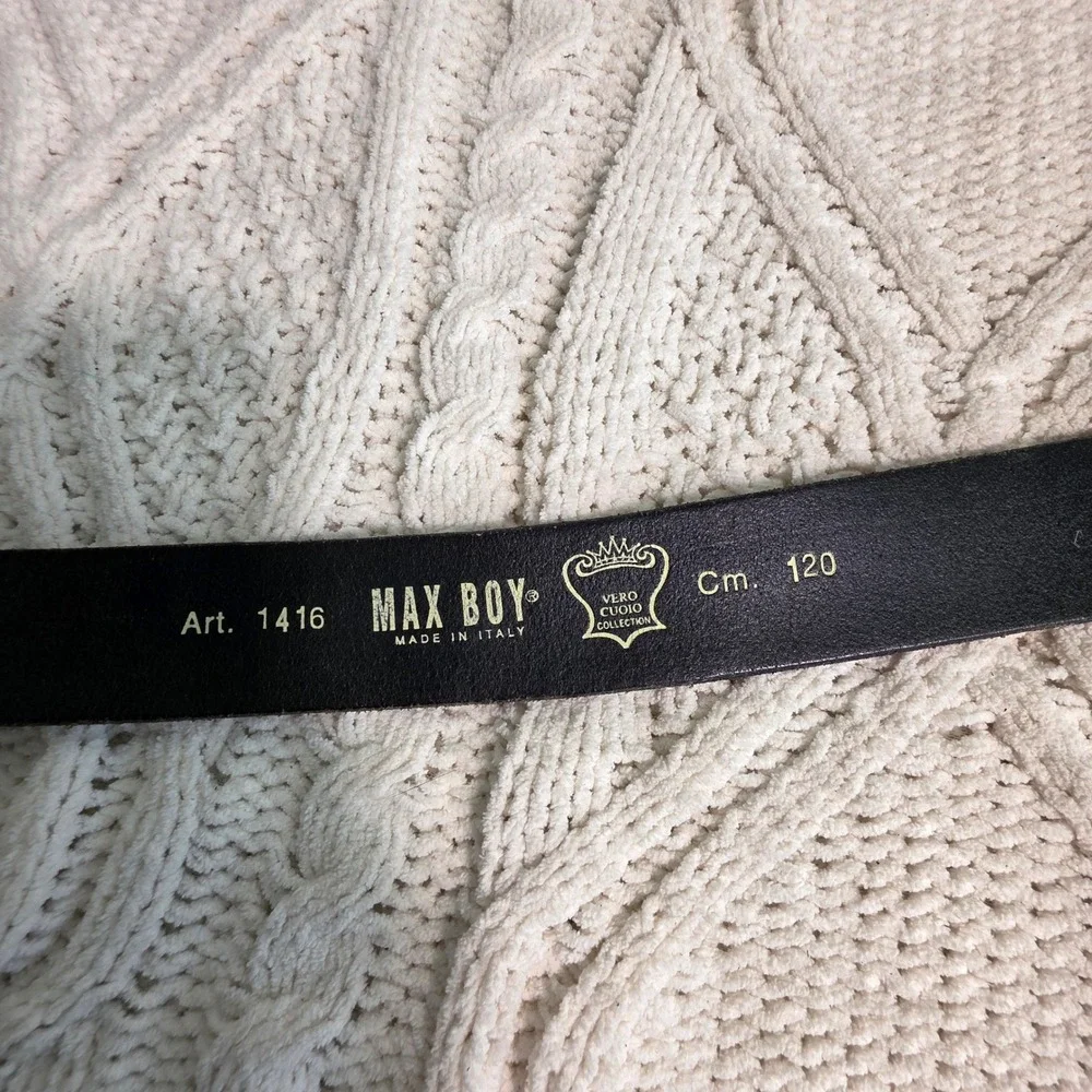 VTG MAX BOY Made in Italy Leather Belt Dark Brown Mens 120cm 42 44 46